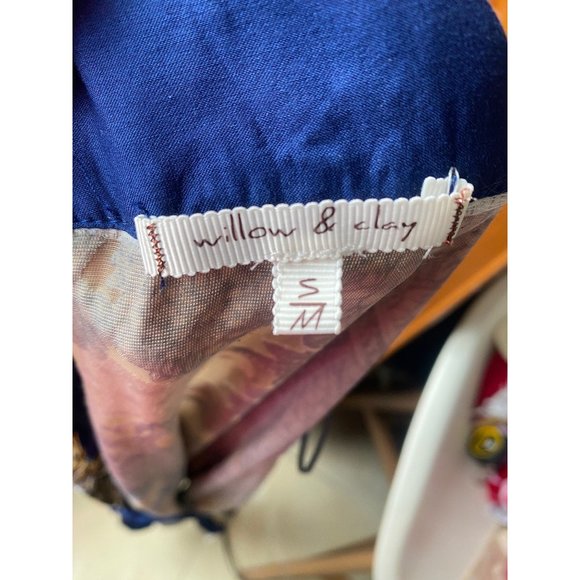 WILLOW & CLAY Blue Floral Velvet Burnout Kimono Style Duster Jacket S/M - Picture 8 of 10